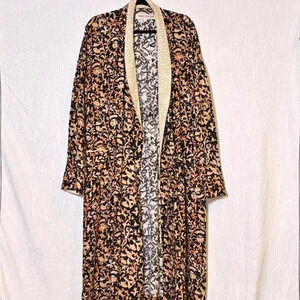 Free People Wild Nights Boho Animal Trim Floral Maxi Duster SZ S
